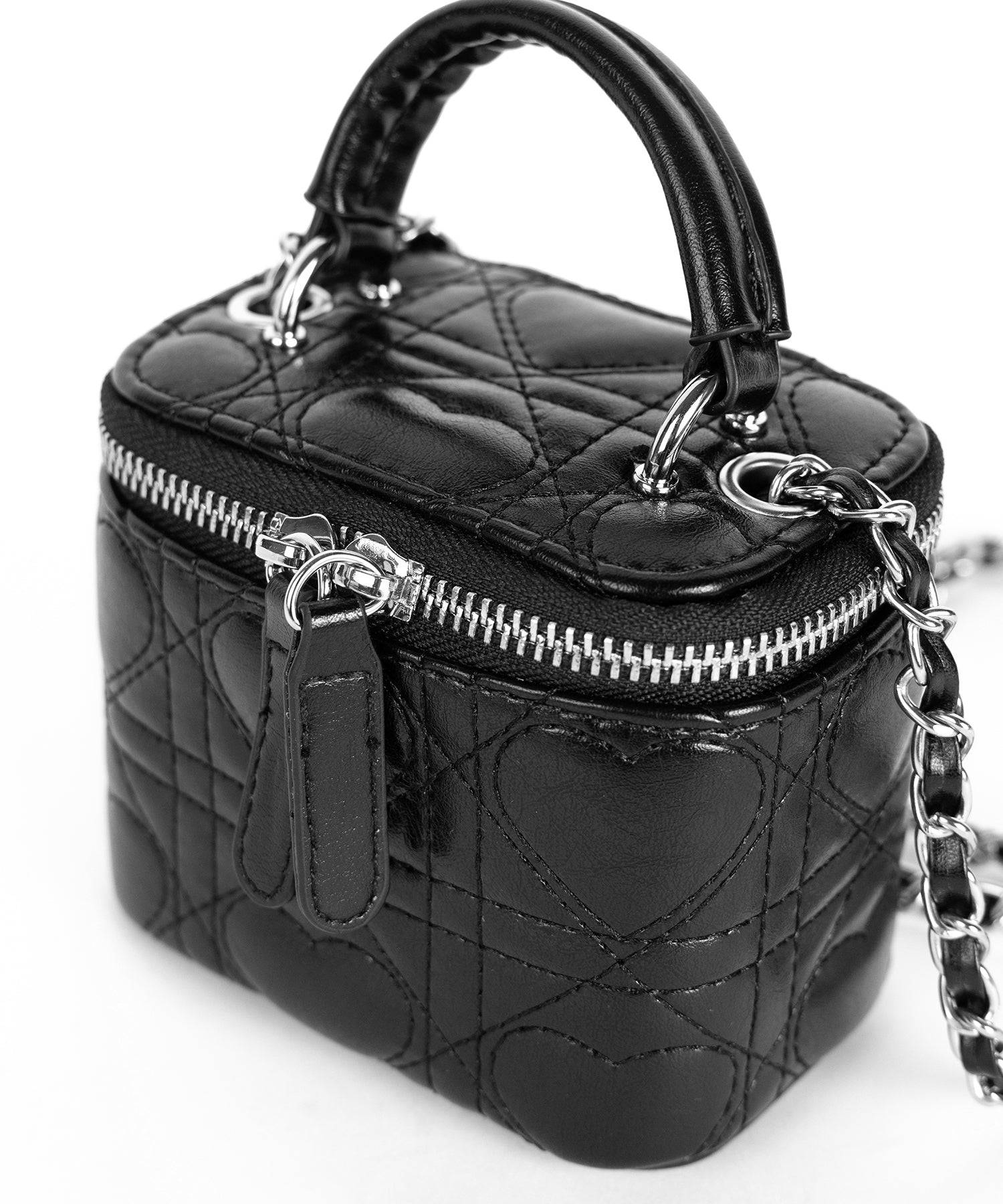 ハートキルティングミニバニティバッグ / heart quilted mini vanity bag