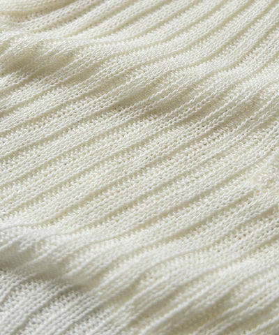 キーネックショートサマーリブニットトップス / Key neck short summer rib knit tops