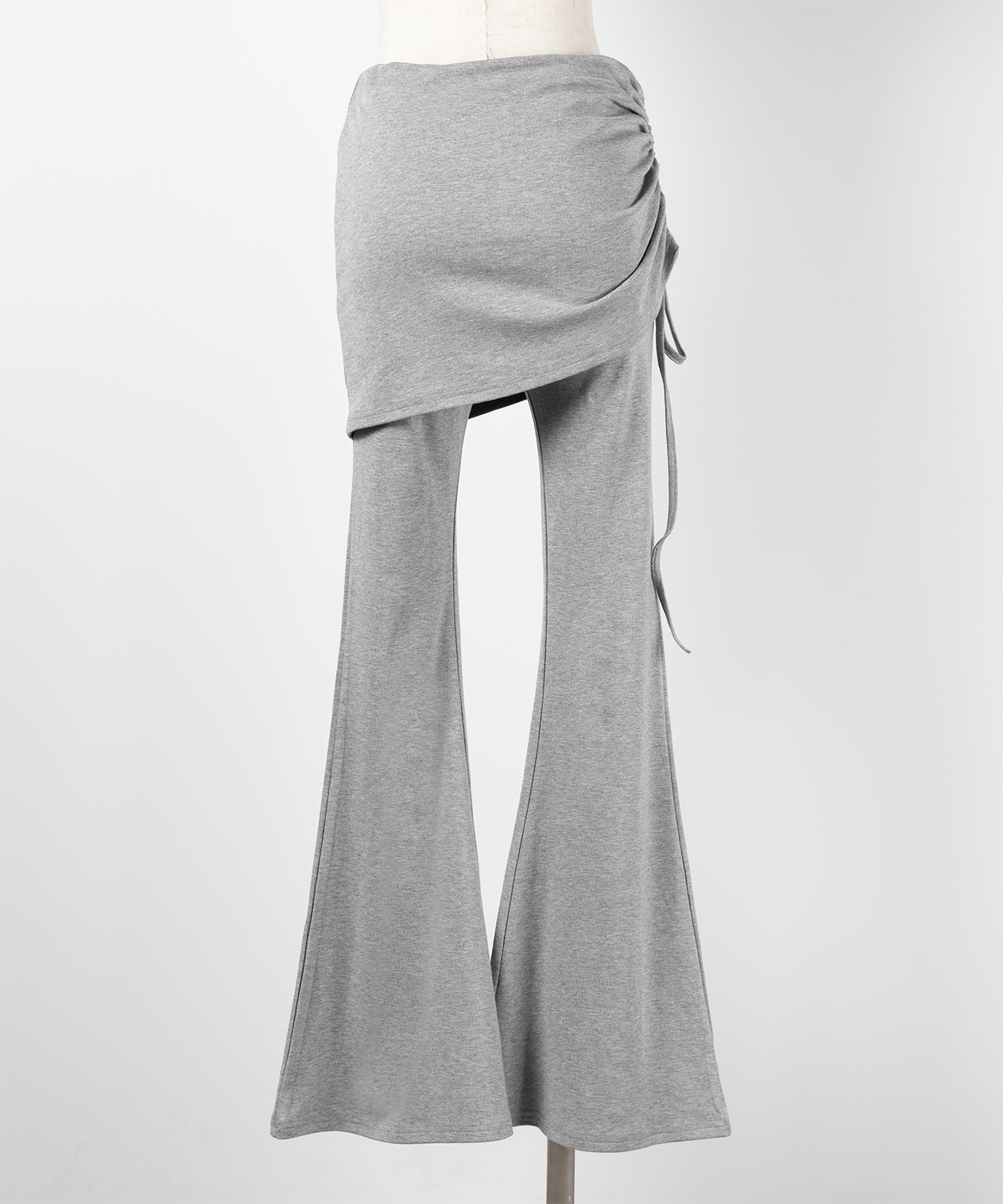 【 ワンホンセットアップ 】スクエアショートTシャツ+サイドシャーリングフレアパンツ SET / 【 SETUP 】square neck short T-shirts + side shirring flare pants