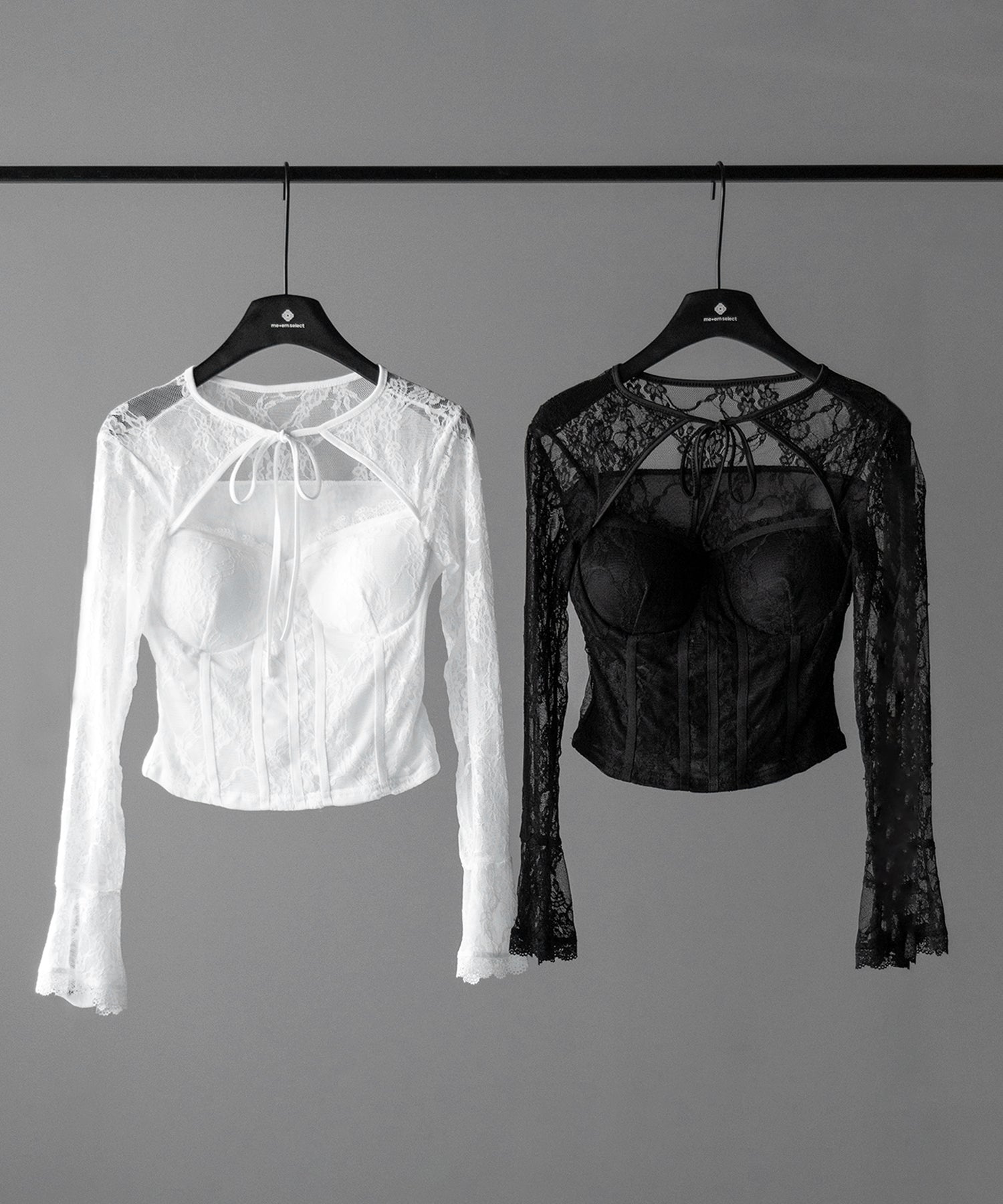 【 2color 】チョーカーネックリボンコルセットレーストップス / choker neck ribbon corset lace tops