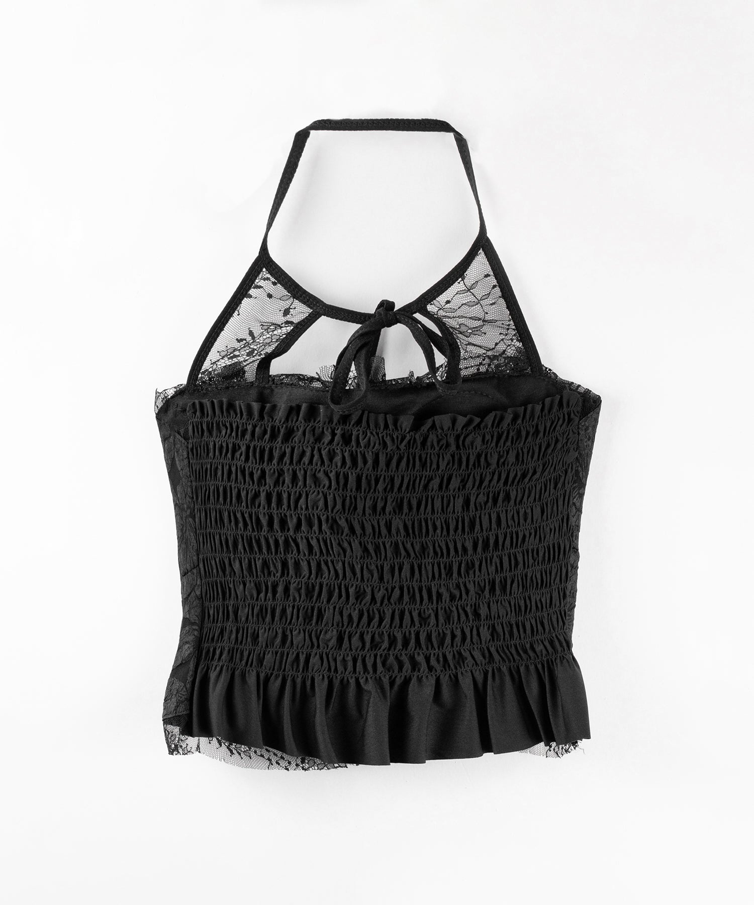 フロントリボンホルターレースキャミソール / front ribbon halter lace camisole
