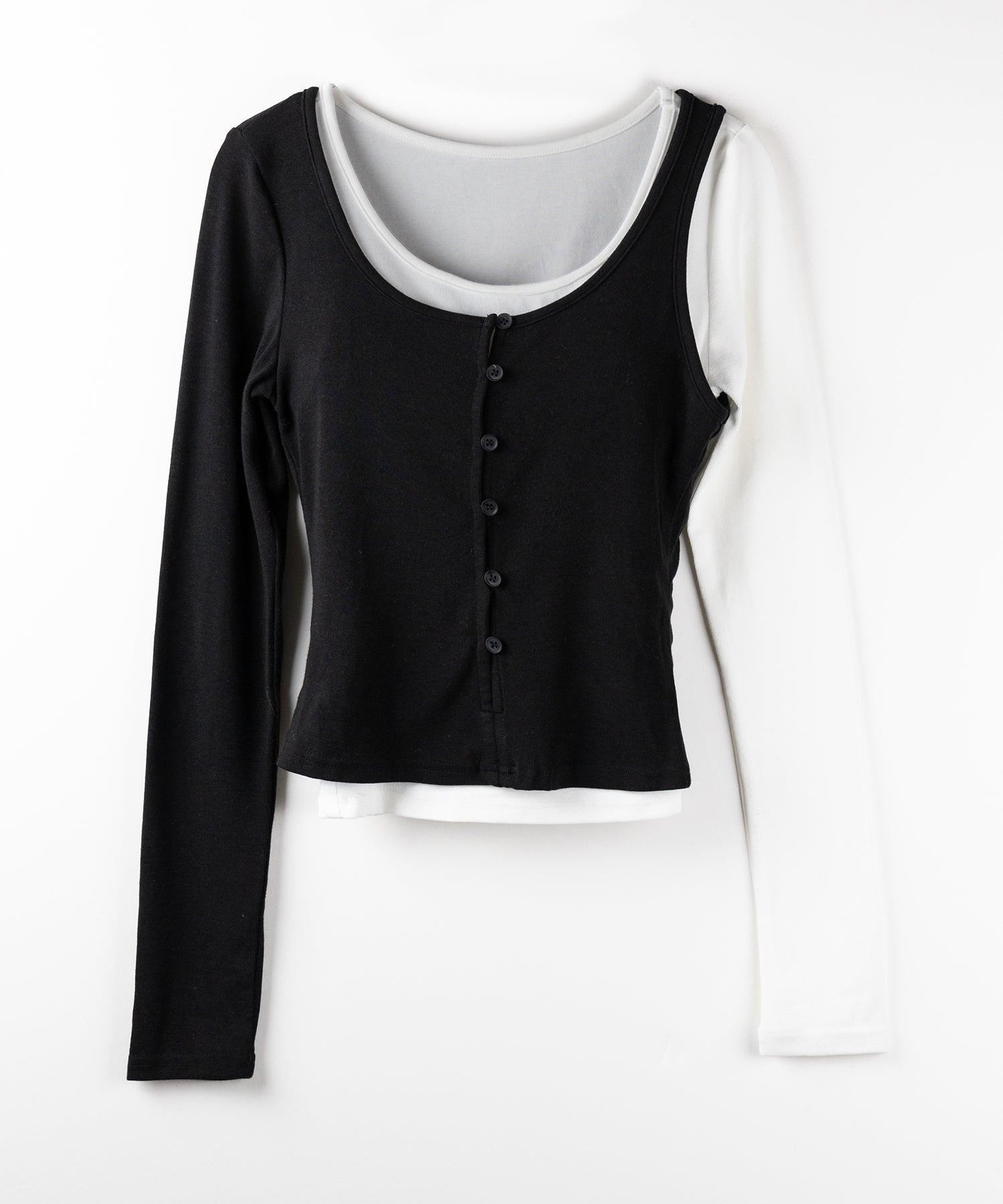 【 2color 】ブロッキングセットレイヤードトップス / blocking set layered tops