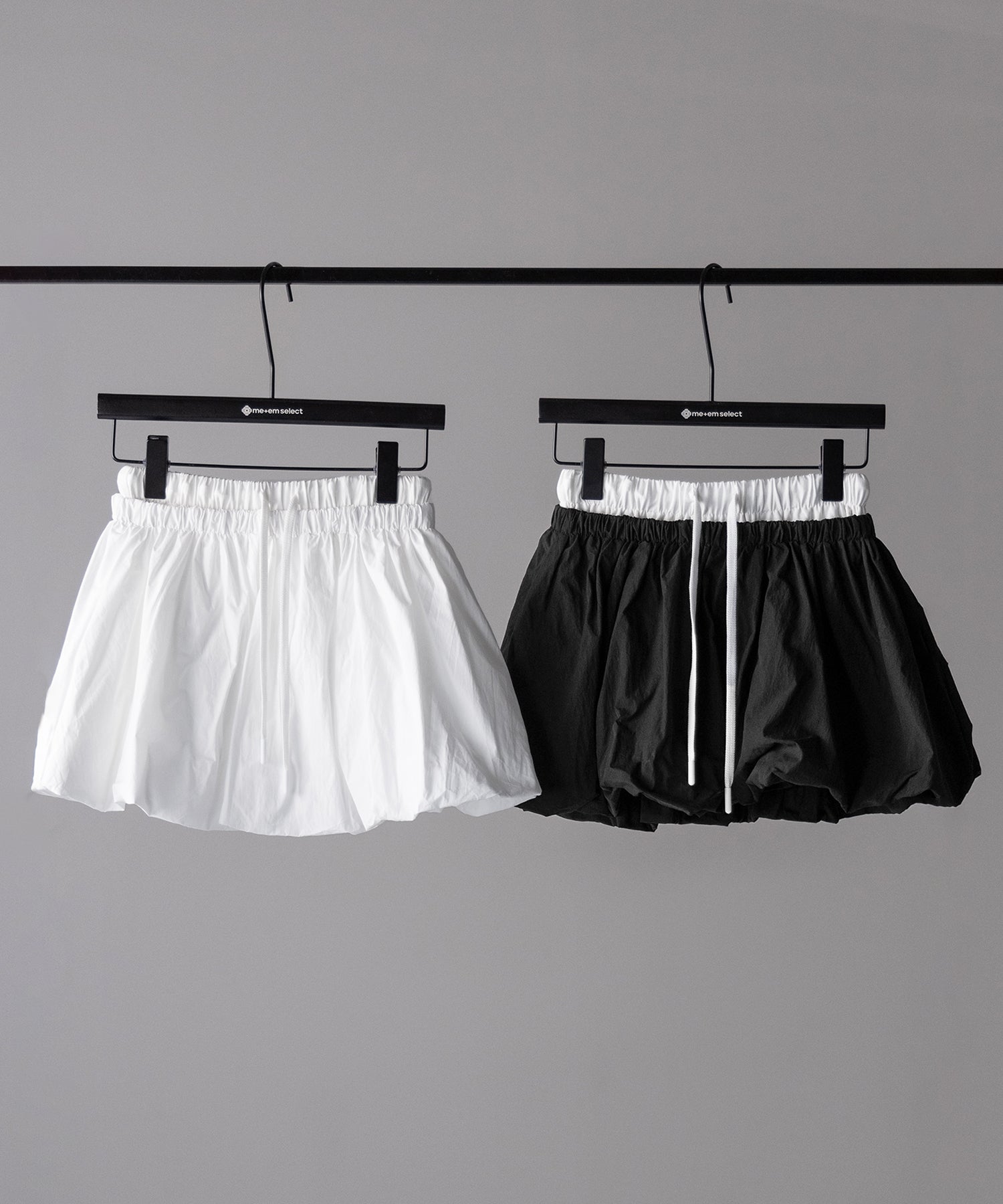 【 2color /インパン裏地付き 】フェイクレイヤードコットンバルーンミニスカート / fake layered cotton balloon mini skirt