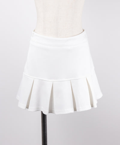 【 2点セット 】スキッパーネック半袖Tシャツ & プリーツミニスカート ワンホンセットアップ / skipper neck short sleeve T-shirt & pleated mini skirt wanghong setup