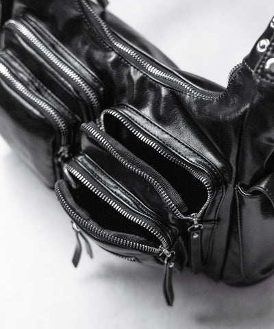ダブルジップアウトポケットヴィンテージボストンショルダーバッグ / double zip out pocket vintage boston shoulder bag
