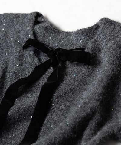 【 2WAY 】ベロアリボンスパングルオーバーニット / velor ribbon spangle over knit
