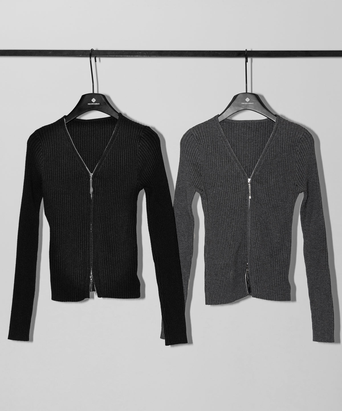 ダブルジップスリムリブニットカーディガン / double zip slim rib knit cardigan