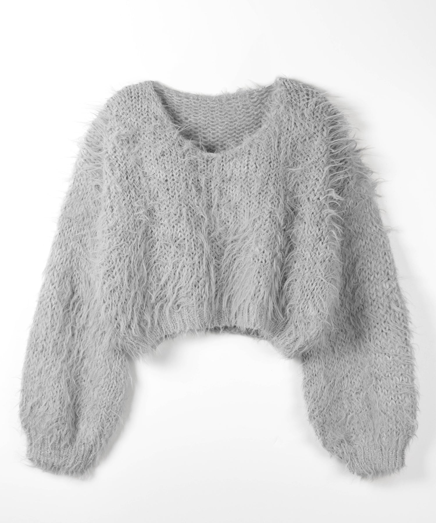 【 選べる6色展開 】フラッフィーシャギールーズショートニット / fluffy shaggy loose short knit