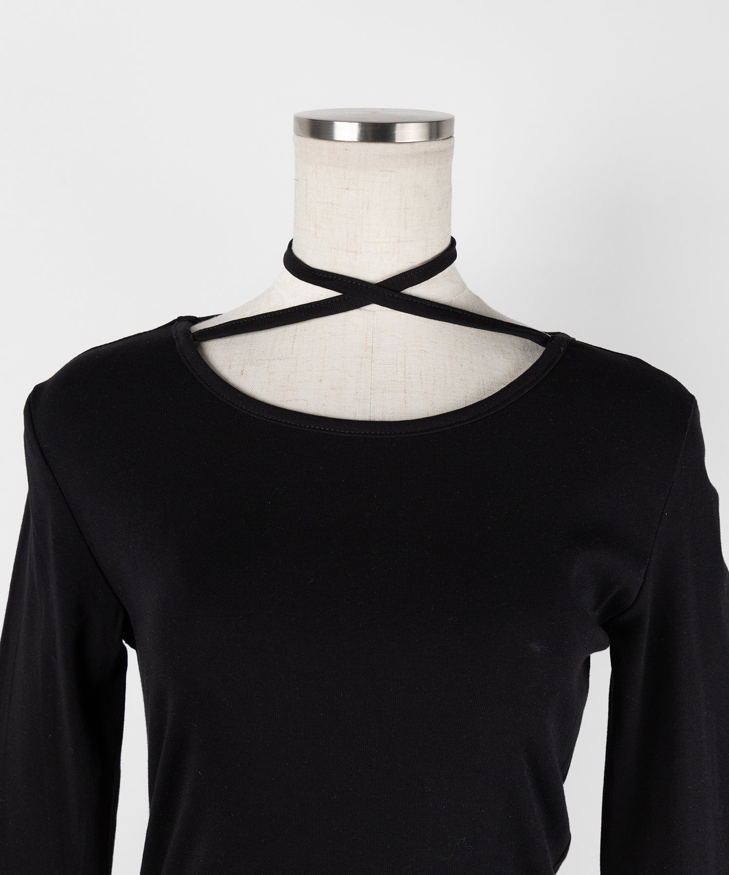 クロスチョーカーアシンメトリーラッフルフリルトップス / cross choker asymmetry ruffle frill tops