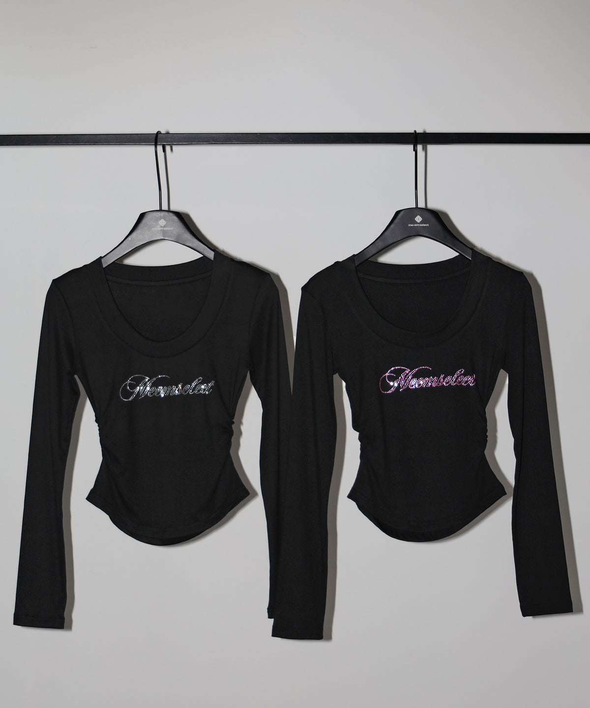 ラインストーンロゴスリムフィットロンT / Rhine stone logo slim fit long sleeve T-shirts