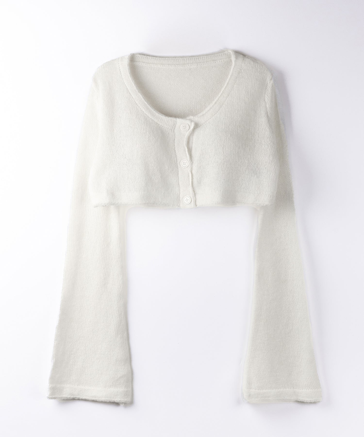 【 2点セット 】フロントリボンニットベアトップ + 長袖ショートカーディガン SET / front ribbon knit bare top + long sleeve short cardigan set
