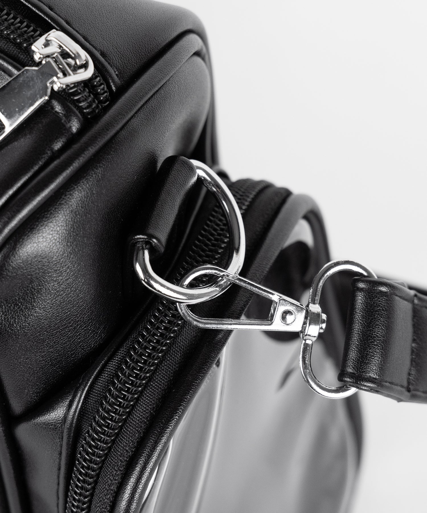 クリアポケット付きレタリング刺繍ショルダーバッグ / clear pocket lettering embroidery shoulder bag