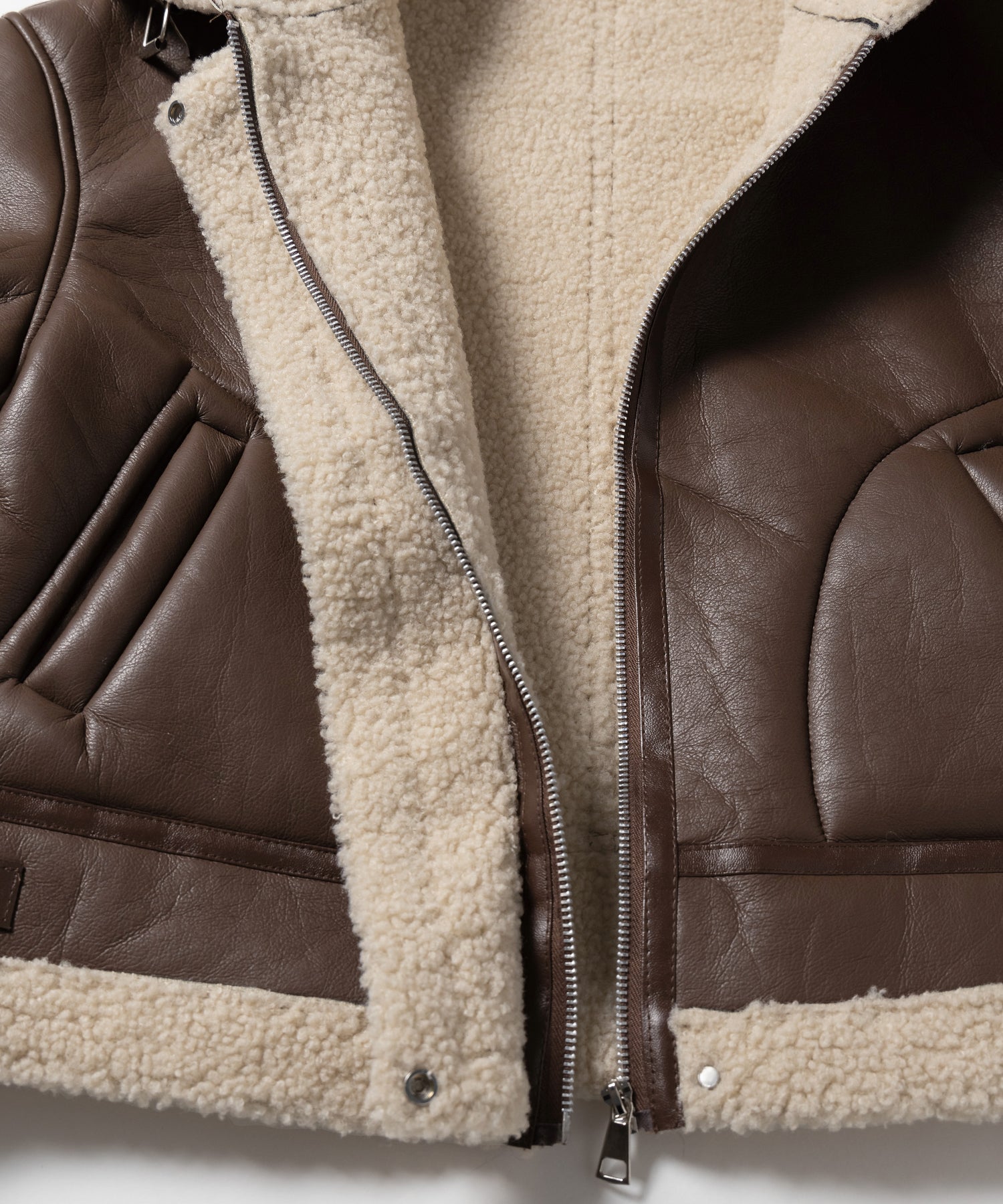 フェイクレザームートンB-3クロップドフライトジャケット