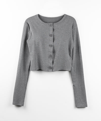 【 2点セット 】フロントボタンベアトップ + クロップドカットソーカーディガン SET / front button bare top + cropped cutsaw cardigan SET