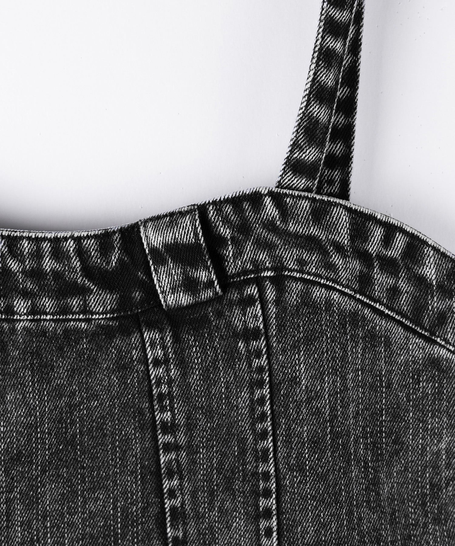 【 デニムセットアップ着用可能 】2WAYヴィンテージケミカルブリーチデニムベアミニワンピース / vintage chemical bleach denim bare mini onepiece