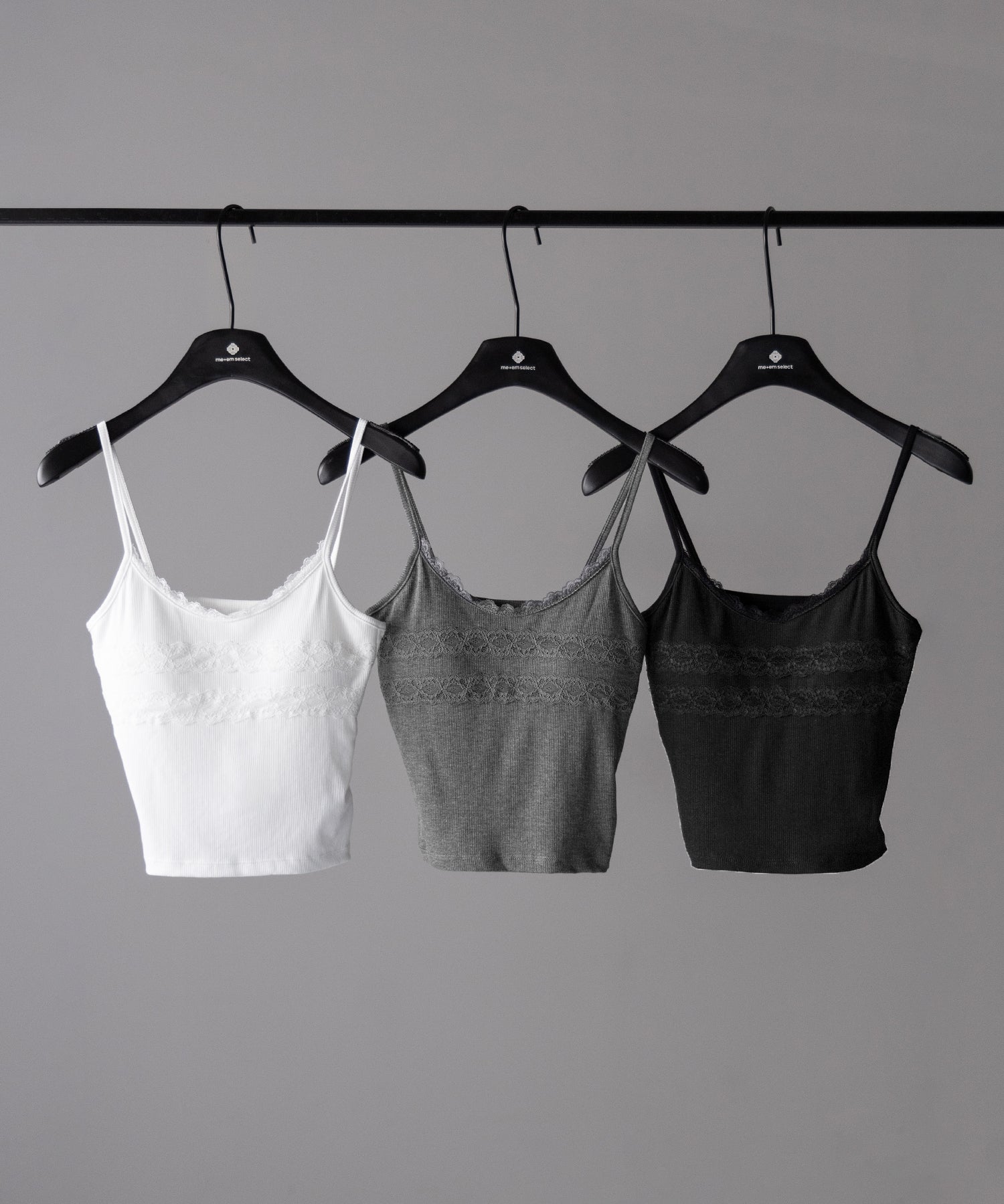 【 3color 】ダブルレース切替リブキャミソール / double lace switching ribbed camisole