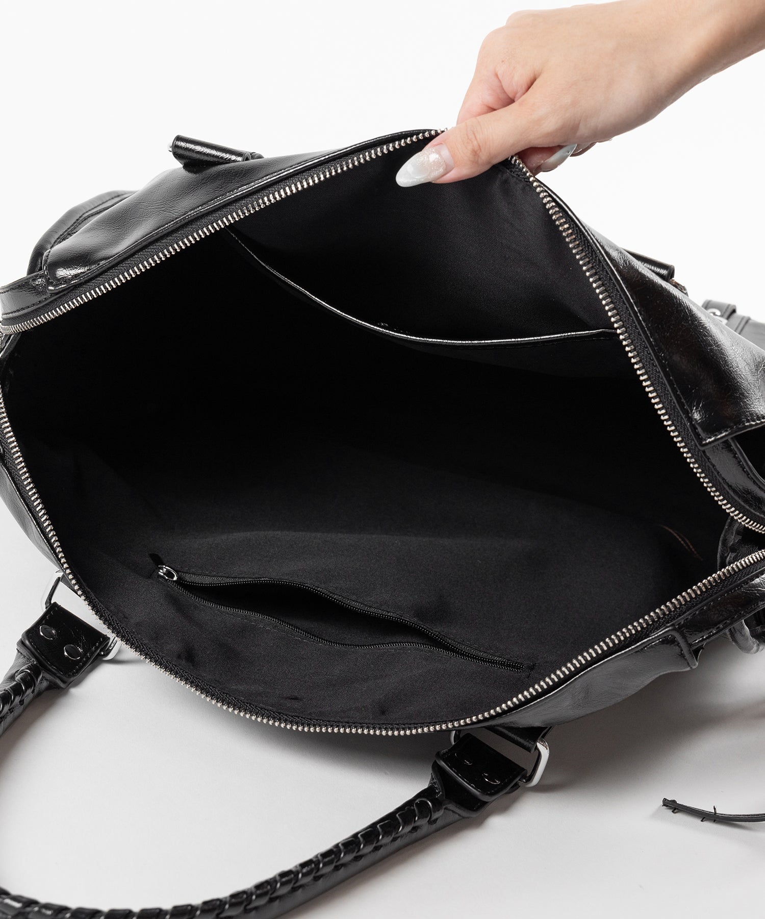 ヴィンテージフェイクレザーボストンエディターズバッグ / vintage fake leather boston editors bag
