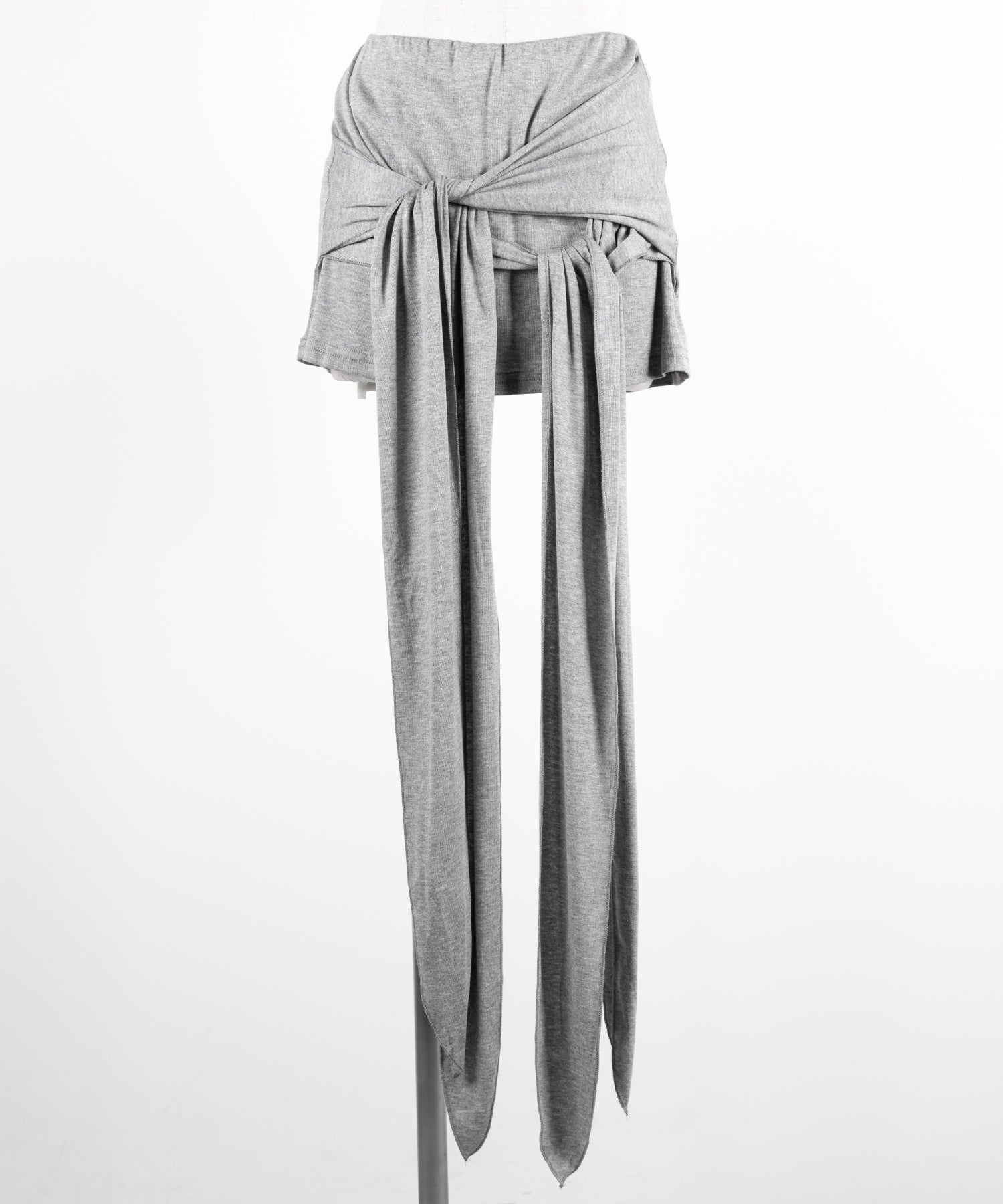 ダブルレイヤードリボンドレープミニスカパン / double layered ribbon draped mini skirt pants