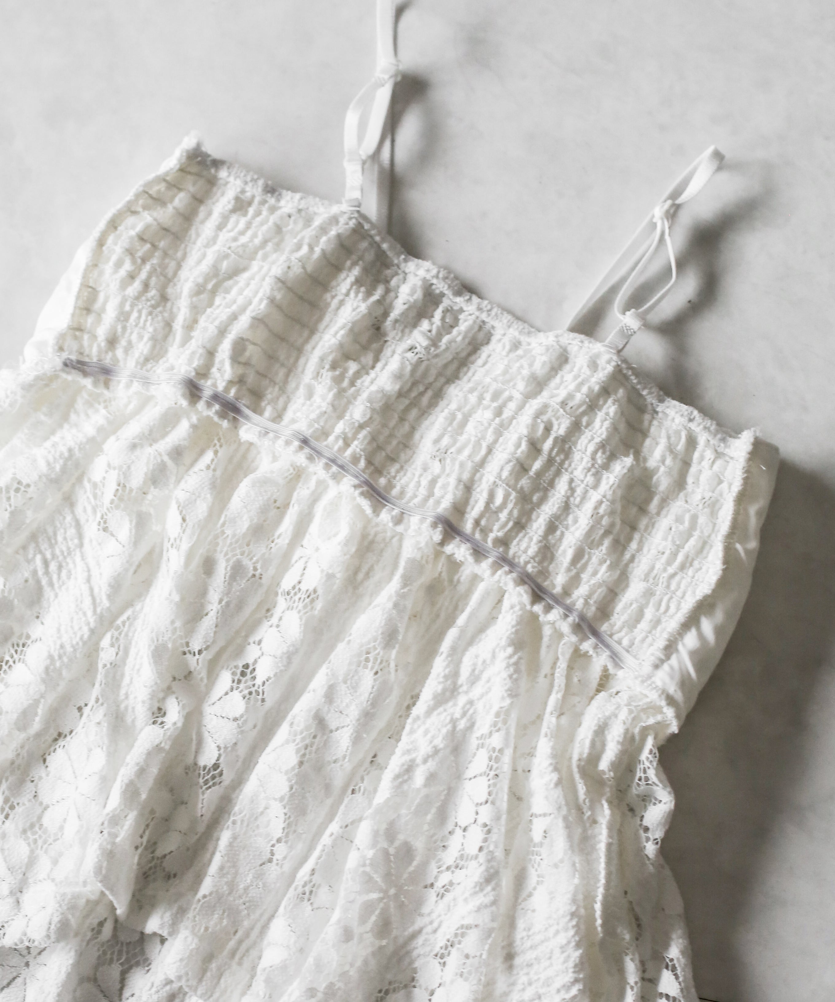 フロントリボンレースフレアキャミチュニック / front ribbon lace flare camisole tunic