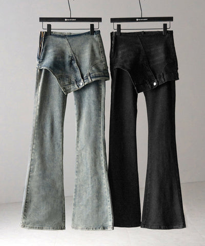 レイヤードウエストヴィンテージフレアデニム /layered waist vintage flare denim