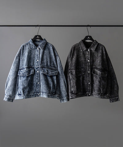 【 デニムセットアップ着用可能 】ヴィンテージケミカルブリーチボーイフレンドデニムジャケット / vintage chemical bleach boyfriend denim jacket
