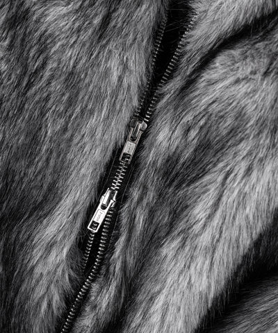ダブルジップスタンドカラーミックスファージャケット / double zip stand collar mix fur jacket