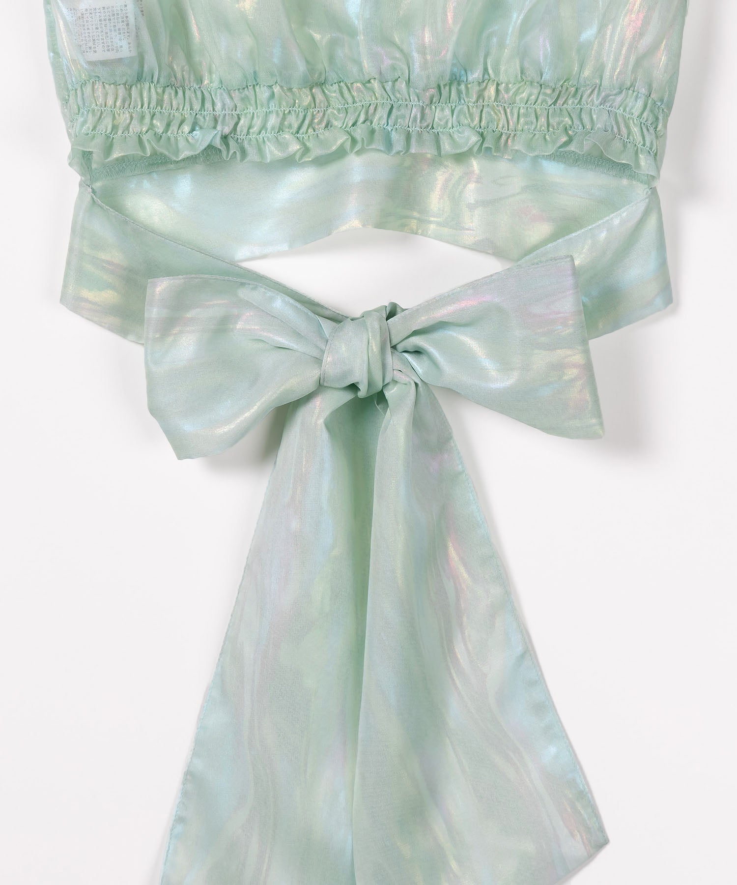 【 3color 】オーロラグロスオーガンジーバックリボンショートブラウス / Aurora gloss organdy back ribbon short Blouse