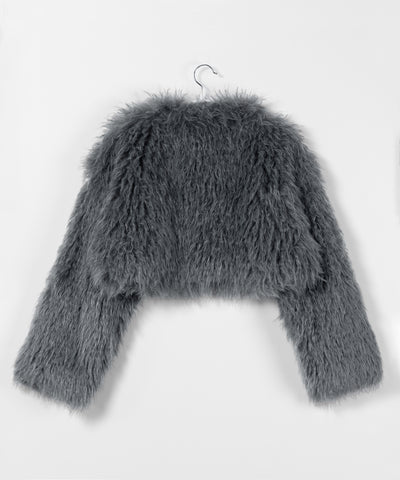 シャギーファーノーカラーボリュームショートコート/ shaggy fur nocollar volume short coat