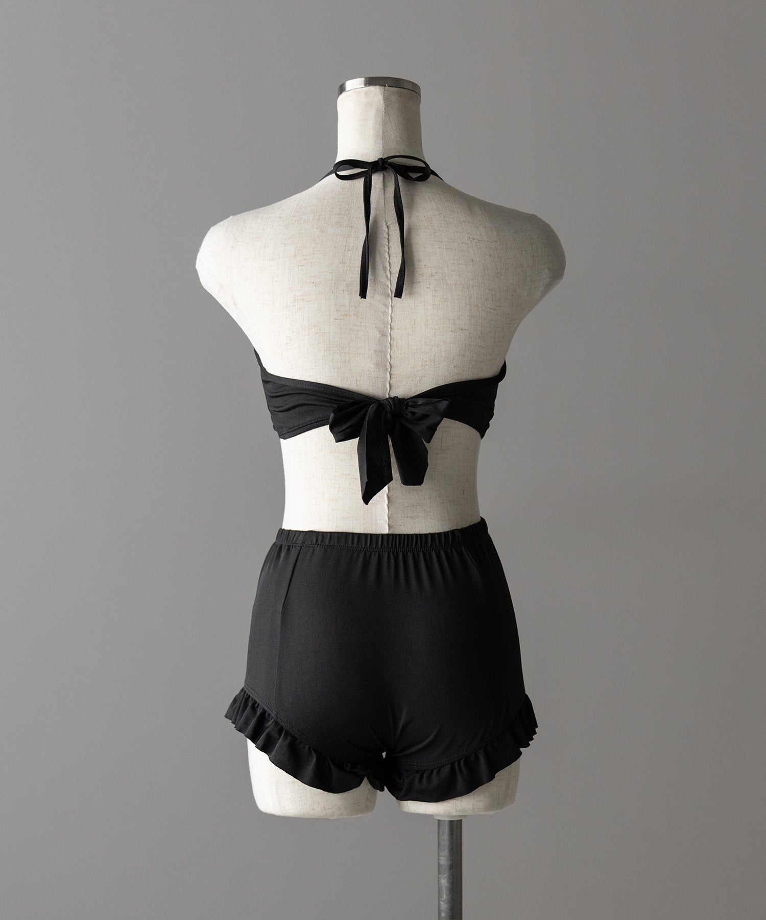 【 レディース水着/3点セット 】シアートップス付き フロントリボンホルターネックハイウエストビキニ / sheer tops set front ribbon halter neck high waist bikini