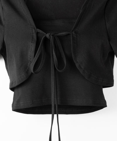 【 2点セット 】フロントリボンショートカーディガン+ ホルターキャミソール SET / front ribbon short cardigan + halter camisole SET