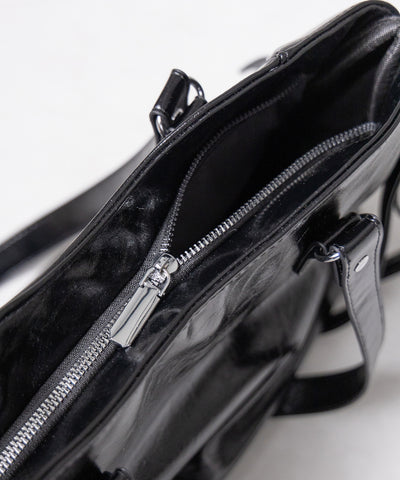 【 ショルダーストラップ付き2WAY 】ベルトデザインスタッズポケットヴィンテージショルダーバッグ / ( 2WAY ) belt design studs pocket vintage shoulder bag