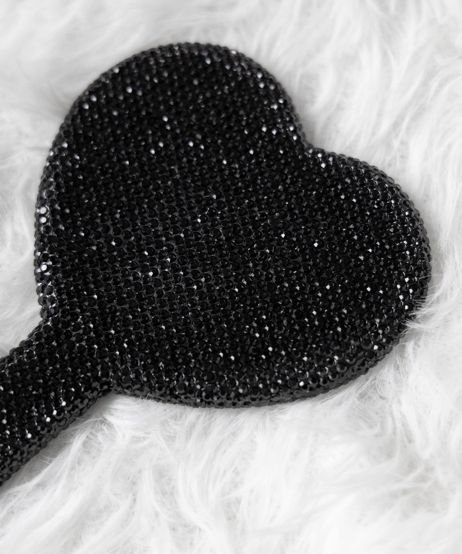 ラインストーンブラックハートハンドミラー / rhinestone black heart hand mirror