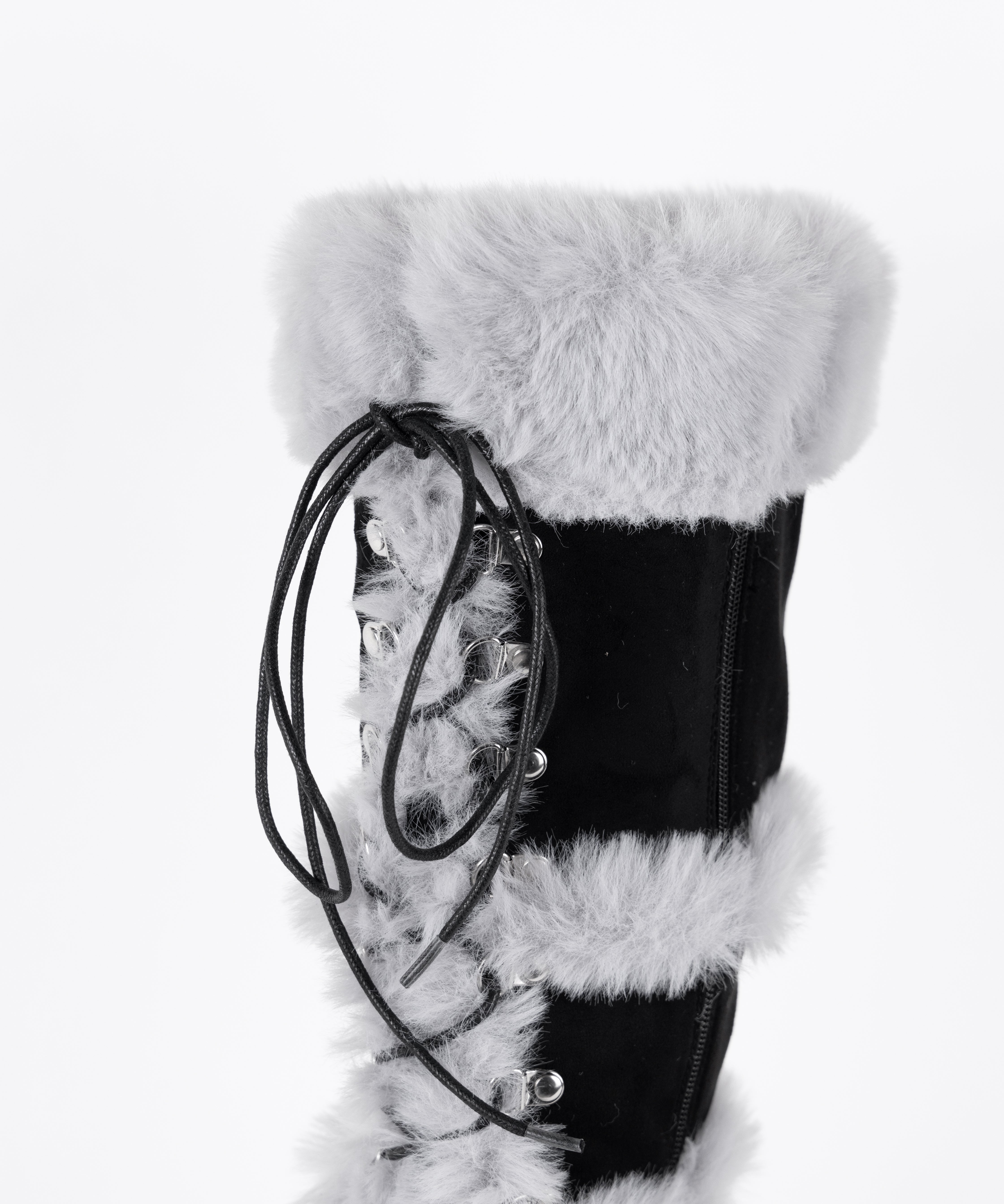 厚底レースアップムートンロングブーツ / platform laceup mouton long boots