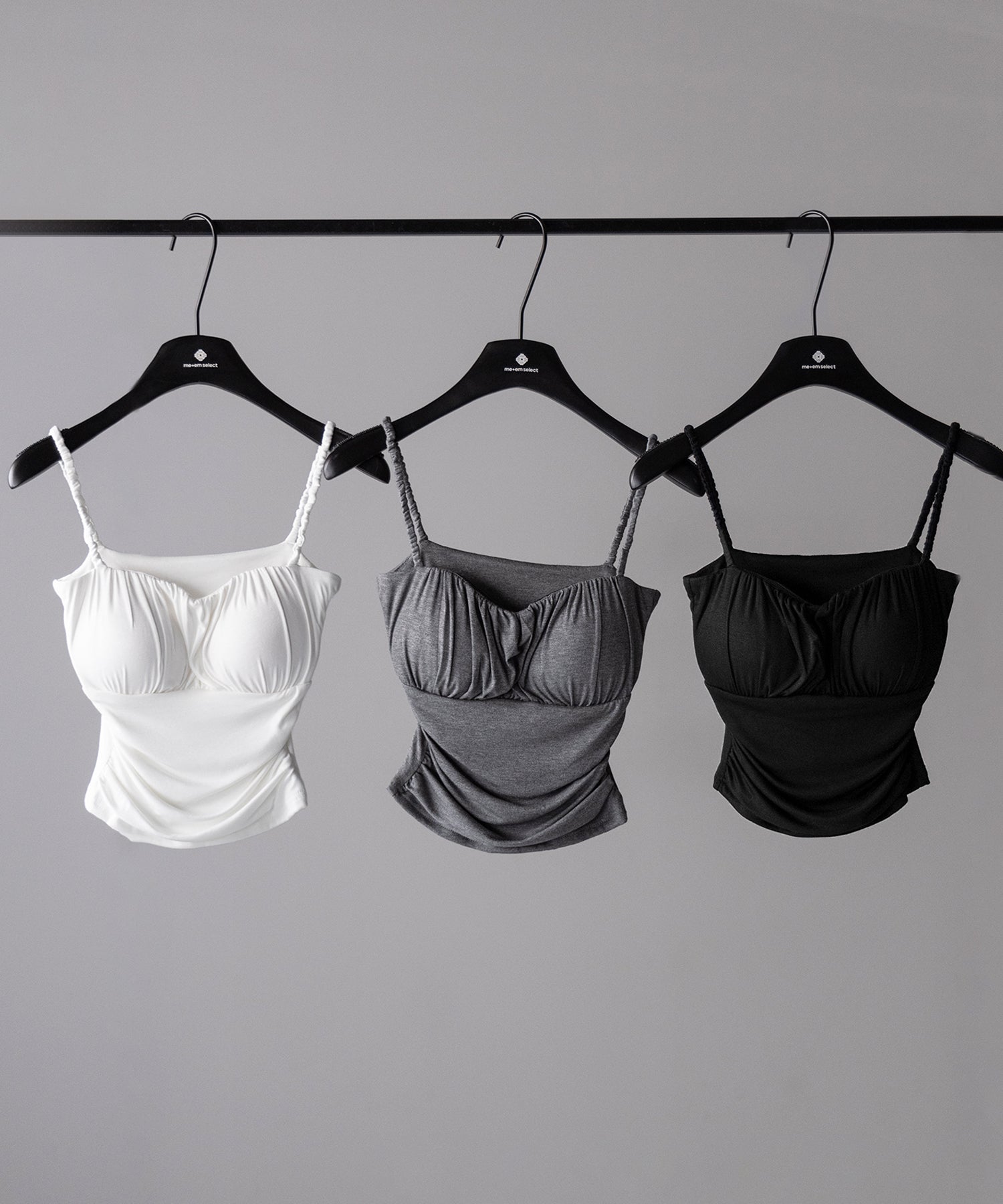 【 3color / カップ付き 】シャーリングギャザードレープキャミソール /shirring gather drape camisole