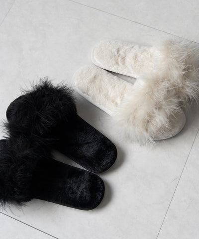 フェザーファールームシューズ / feather fur room shoes