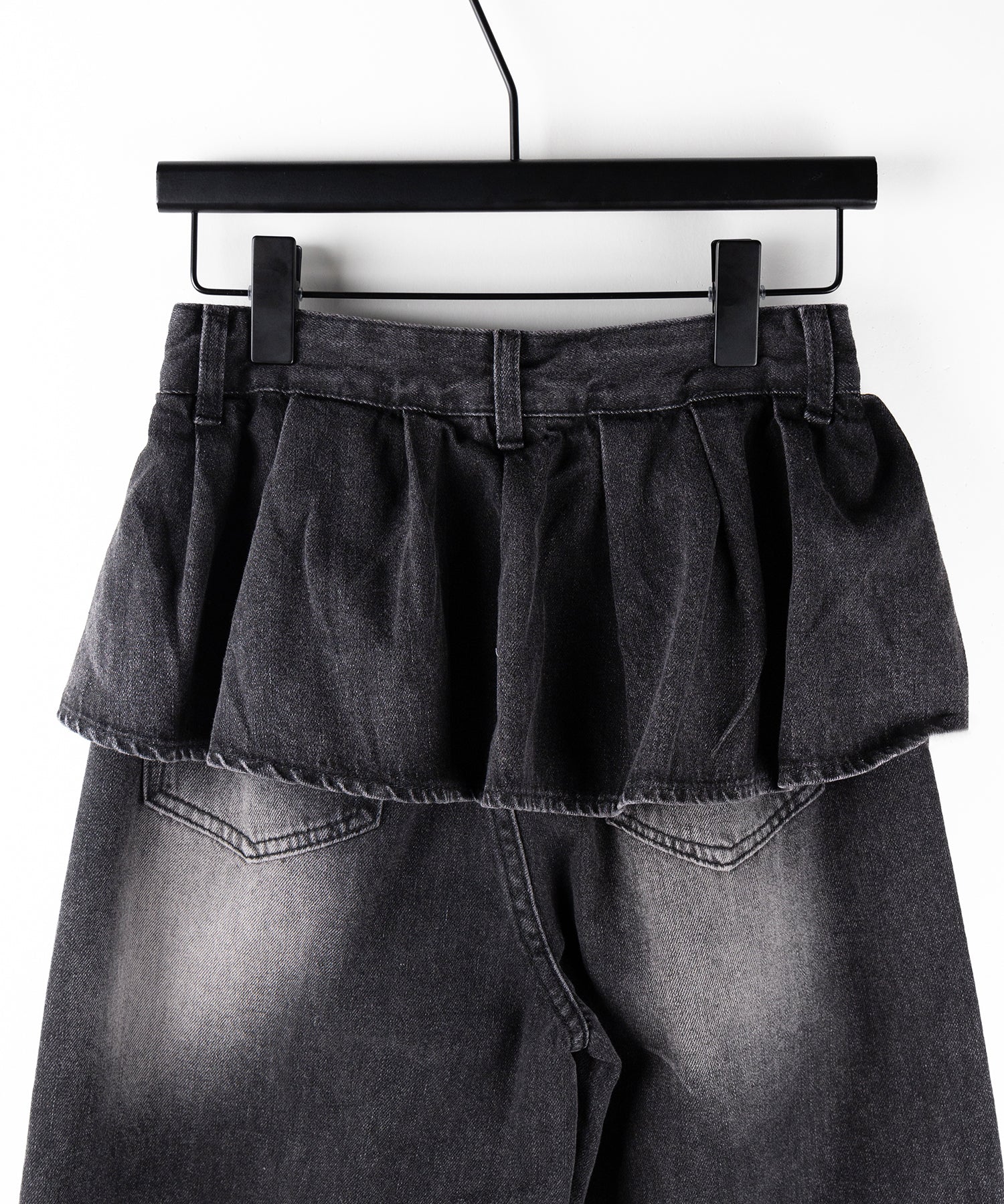 【 2color / 4size 】フリルドッキングレイヤードヴィンテージワイドデニム / frll docking layered vintage wide denim