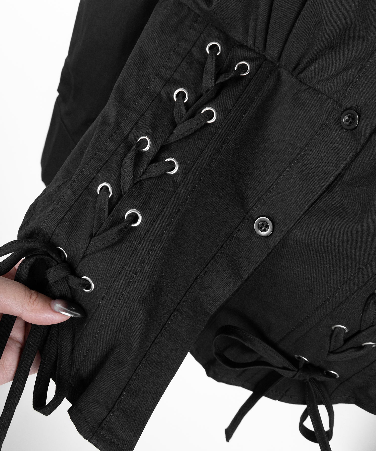 ダブルレースアップリボンシャツ / double lace up ribbon shirts