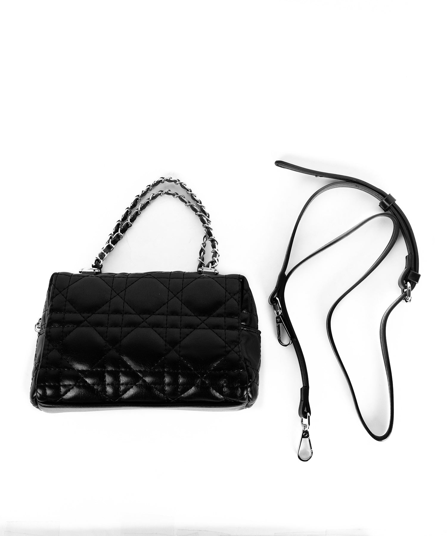 【 ショルダーストラップ付き2WAY 】キルティングスクエアチェーンショルダーミニバッグ / 2WAY quilted square chain shoulder mini bag