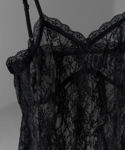 チュールドッキングレースチュニックキャミソール / tulle docking lace tunic camisole