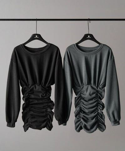 裏毛シャーリングスウェットミニワンピース / urake shirring sweat mini one piece