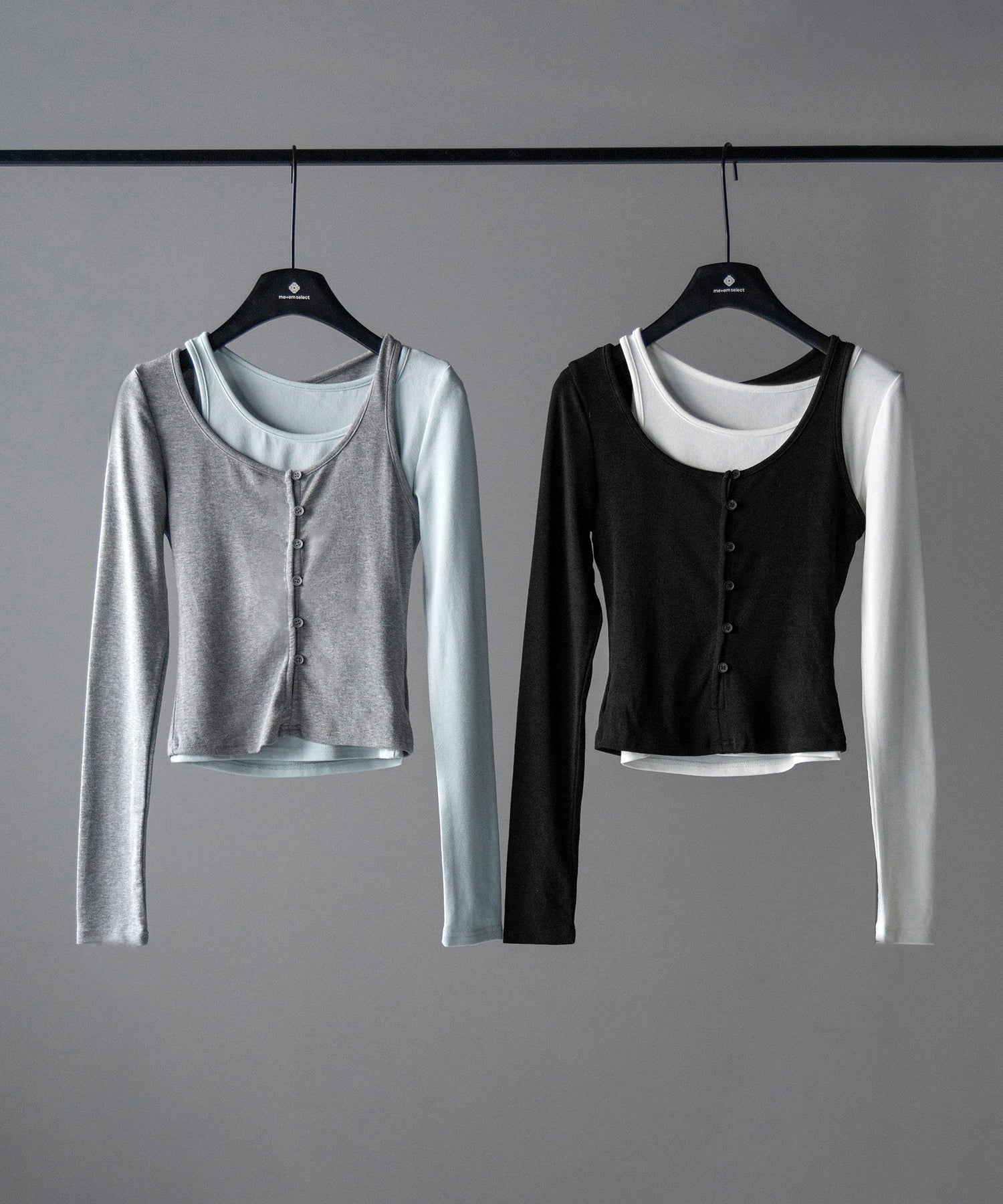 【 2color 】ブロッキングセットレイヤードトップス / blocking set layered tops