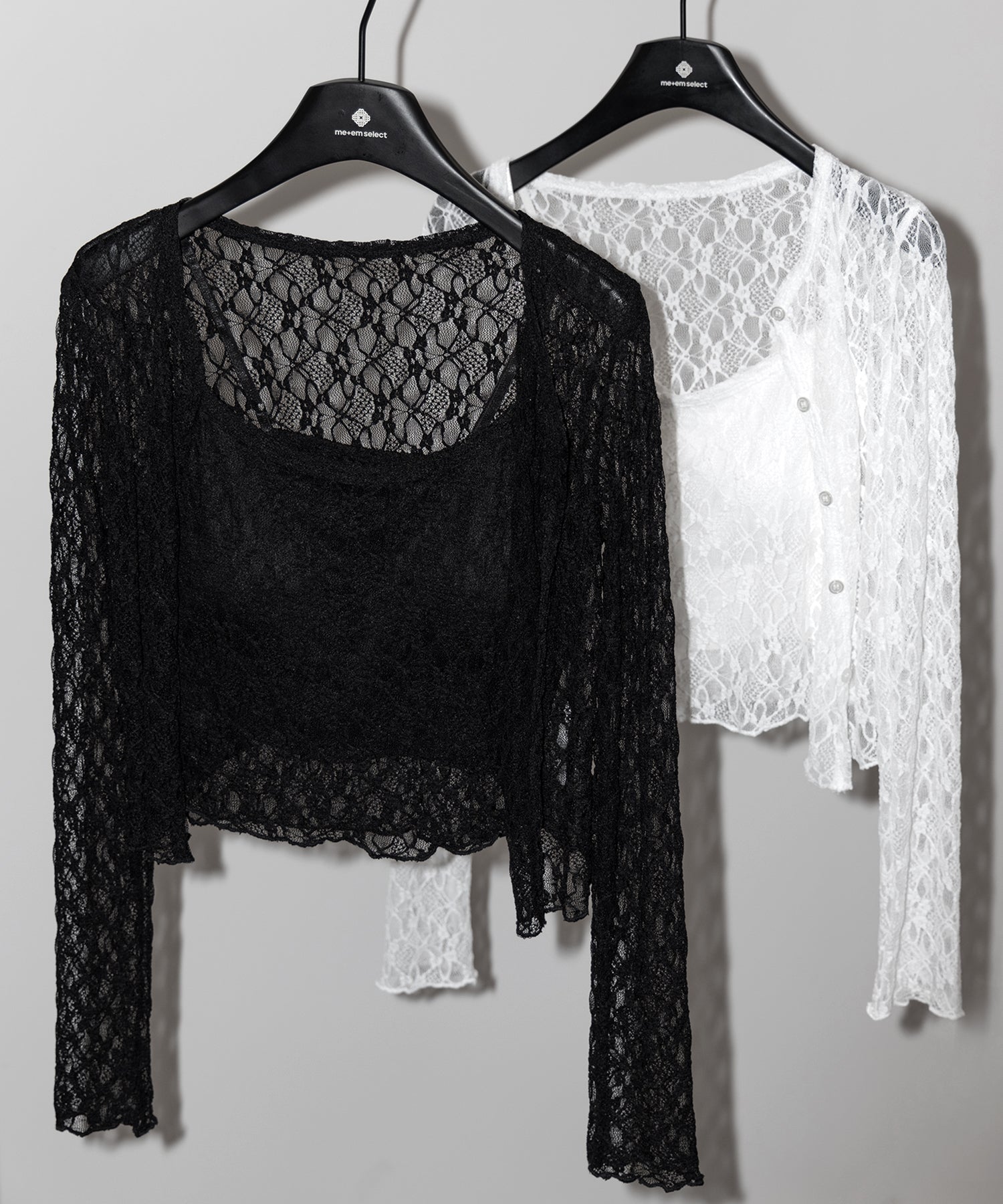 ストレッチレースメローキャミソール + カーディガンセット /stretch lace mellow camisole + cardigan set