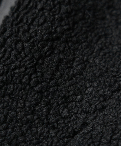 【 2color 】フェイクレザーベルテッドボアムートンジャケット / fake leather belted boa mouton jacket