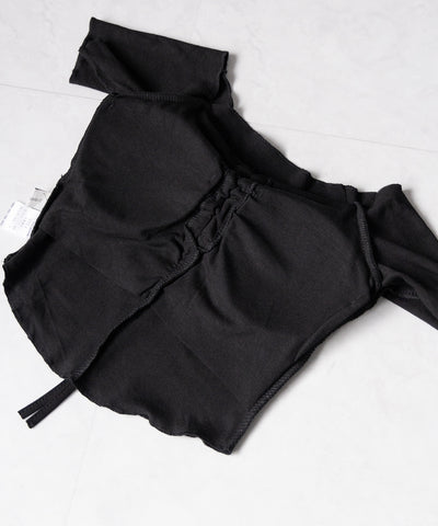 シャーリングリボンオフショルメローTシャツ / shirring ribbon off-shoulder mellow T-shirt