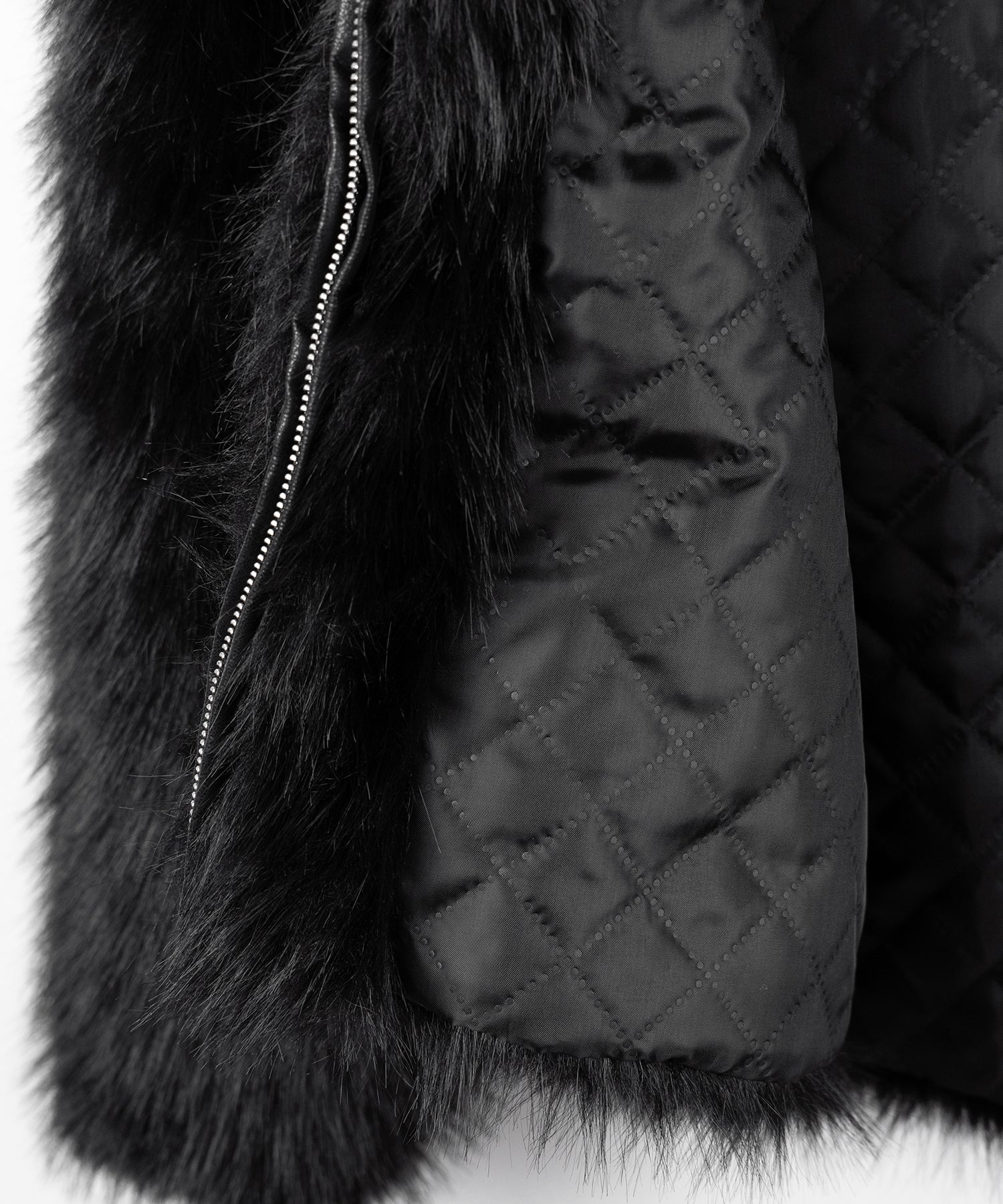 フェイクファーフーディミドルコート / fake fur hoodie middle coat