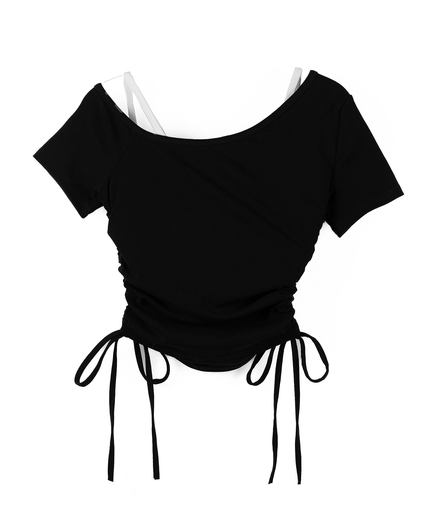 【 2点セット 】ヘンリーネックサイドリボン半袖ぴちTシャツ / Henley neck side ribbon short-sleeve pichi T-shirt