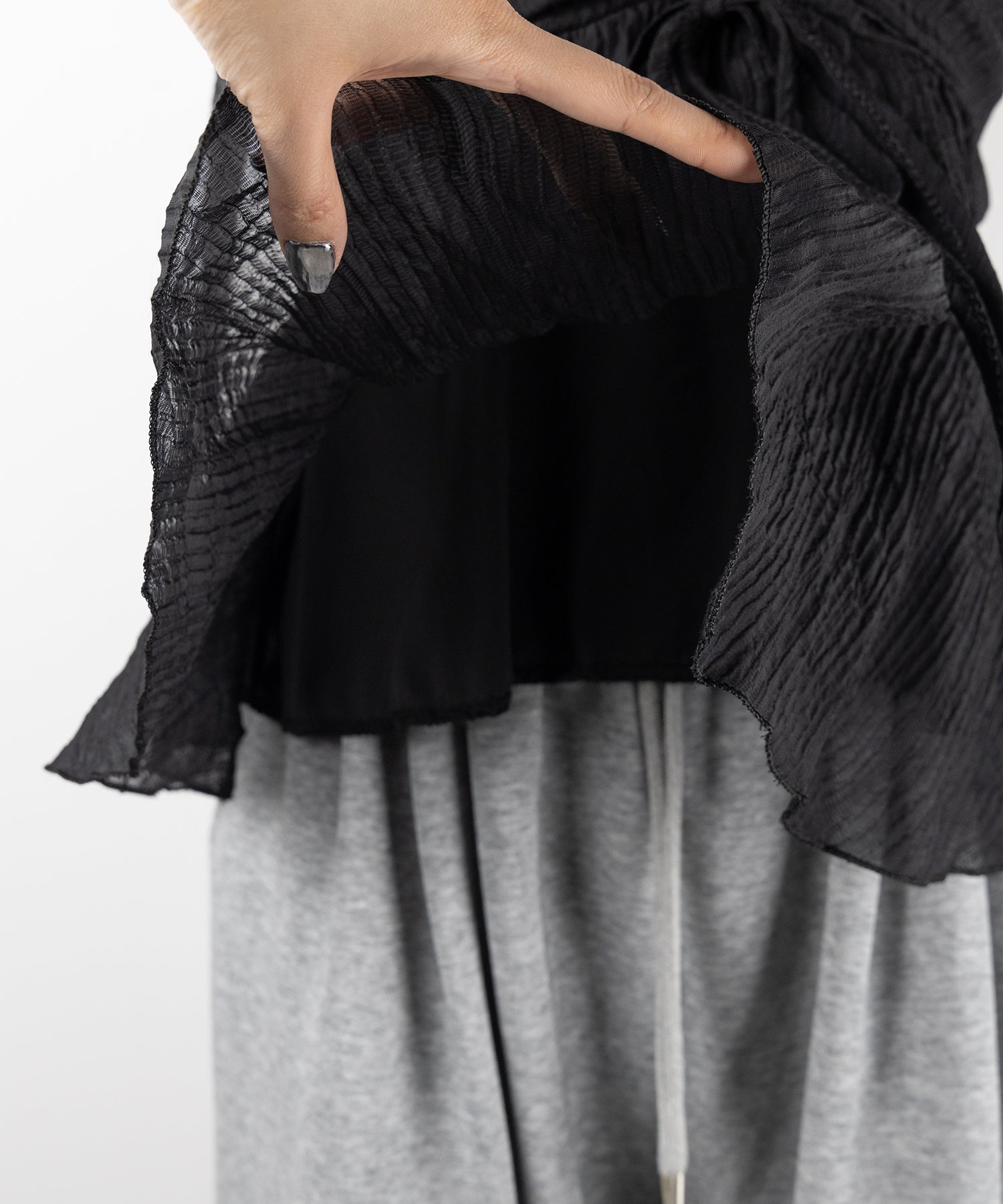 【 チョーカータイ付 】シャーリングリボンペプラムシフォンビスチェトップス / choker tie set shirring ribbon peplum chiffon bustier tops