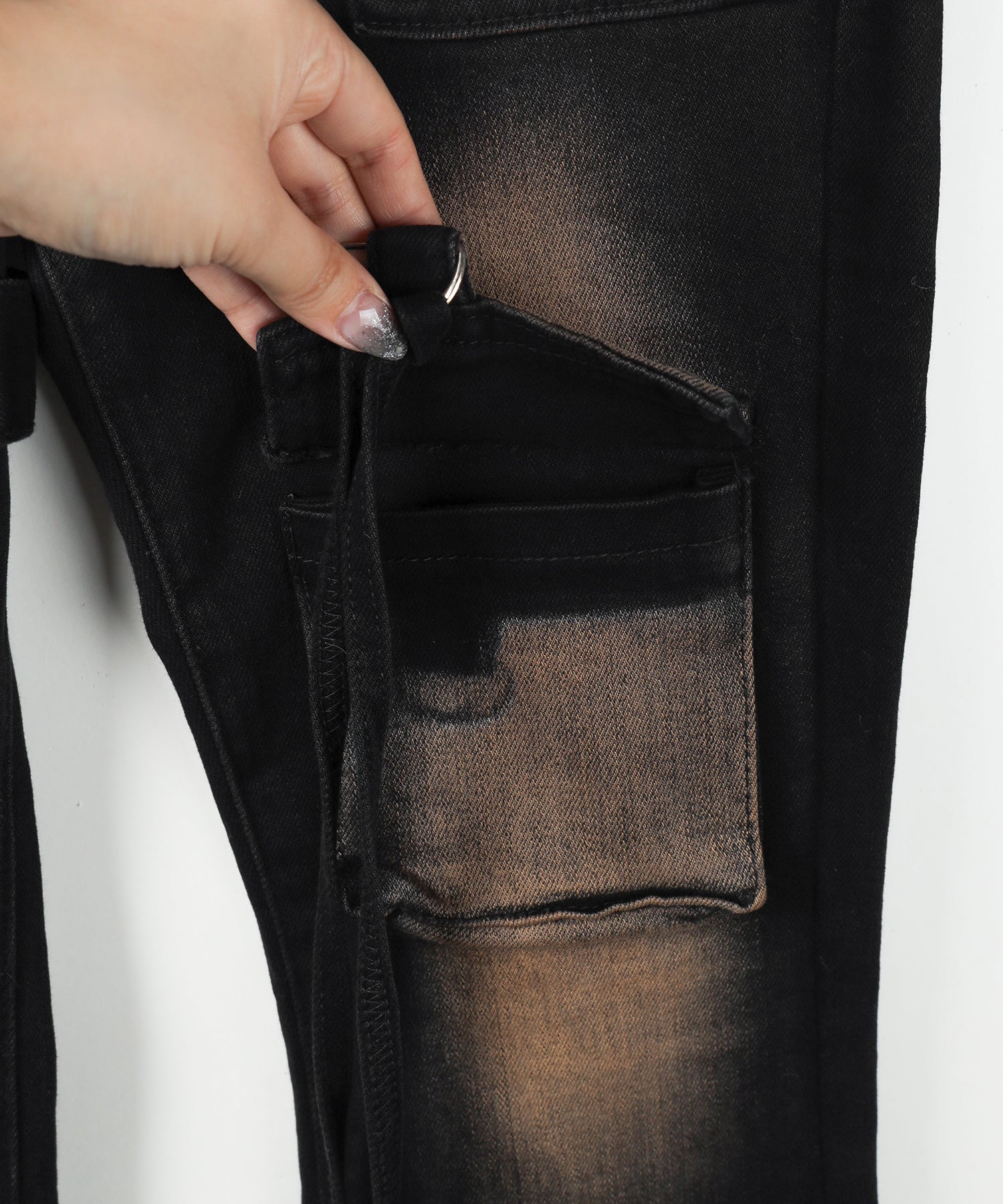 【 2color / 4size 】ベルテッドアウトポケットヴィンテージフレアデニム / belted out pocket vintage flare denim