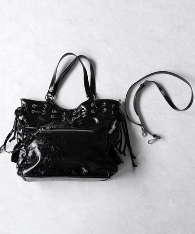 【 ショルダーストラップ付き2WAY 】ハトメデザインストリングアウトポケットヴィンテージショルダーバッグ / hatome design string outpocket vintage shoulder bag