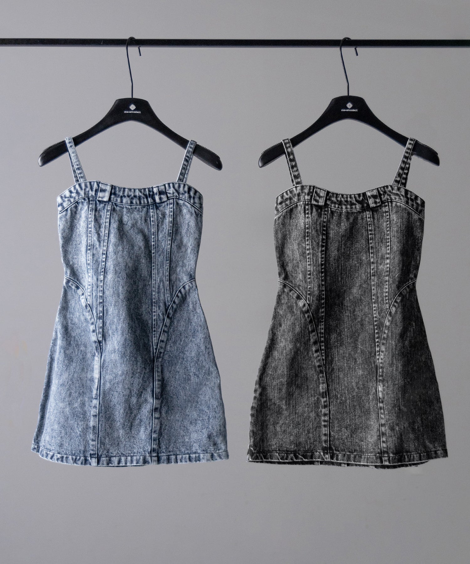 【 デニムセットアップ着用可能 】2WAYヴィンテージケミカルブリーチデニムベアミニワンピース / vintage chemical bleach denim bare mini onepiece